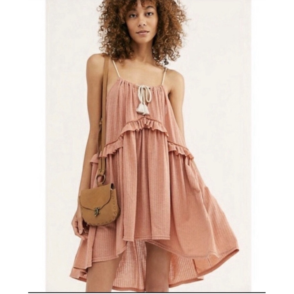 NWT Free People Beach Rosaline Ruffled Tunic Dress Women's Size XS Boho High-low